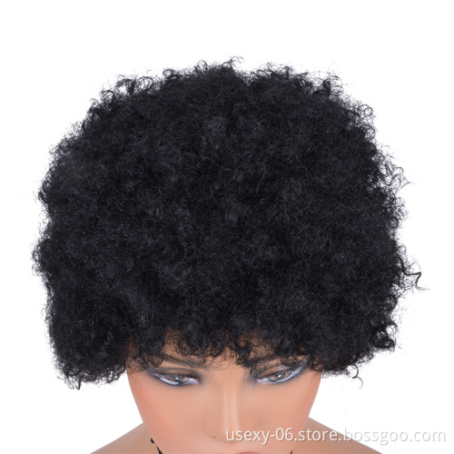 Dropshipping Wig vendors cheap short afro kinky curly pixie cut Raw Indian virgin human hair wigs for black women